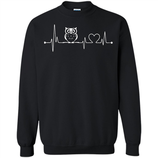 Heartbeat Owl T-shirt Love Owl T-shirt Black