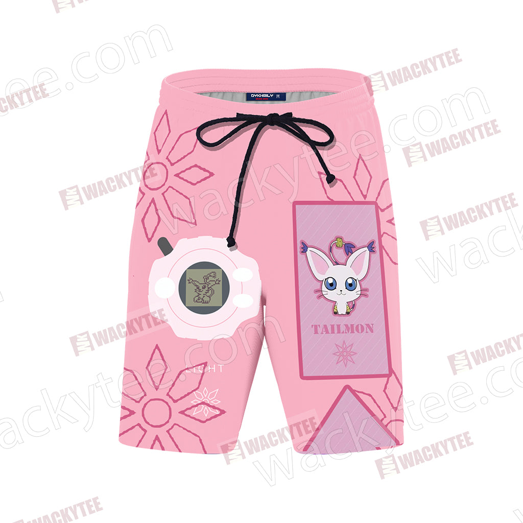 Digimon Tailmon The Crest Of Light Unisex 3D Beach Shorts