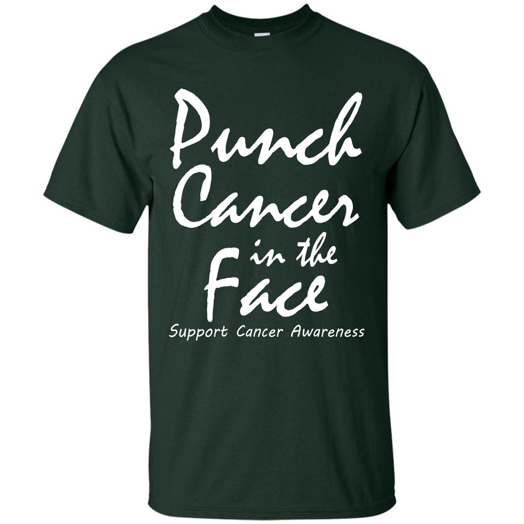 Support Cancer Awareness In The Face T-shirt Forest Green