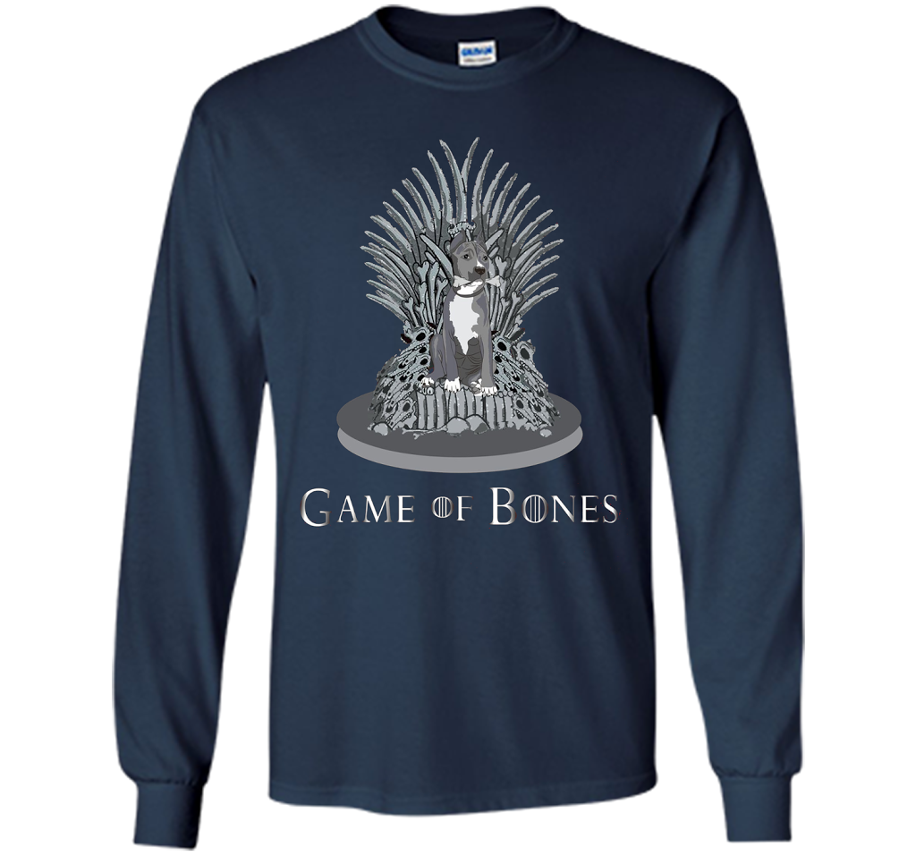 Pitbull Game of Bones Funny Parody T-shirt Navy