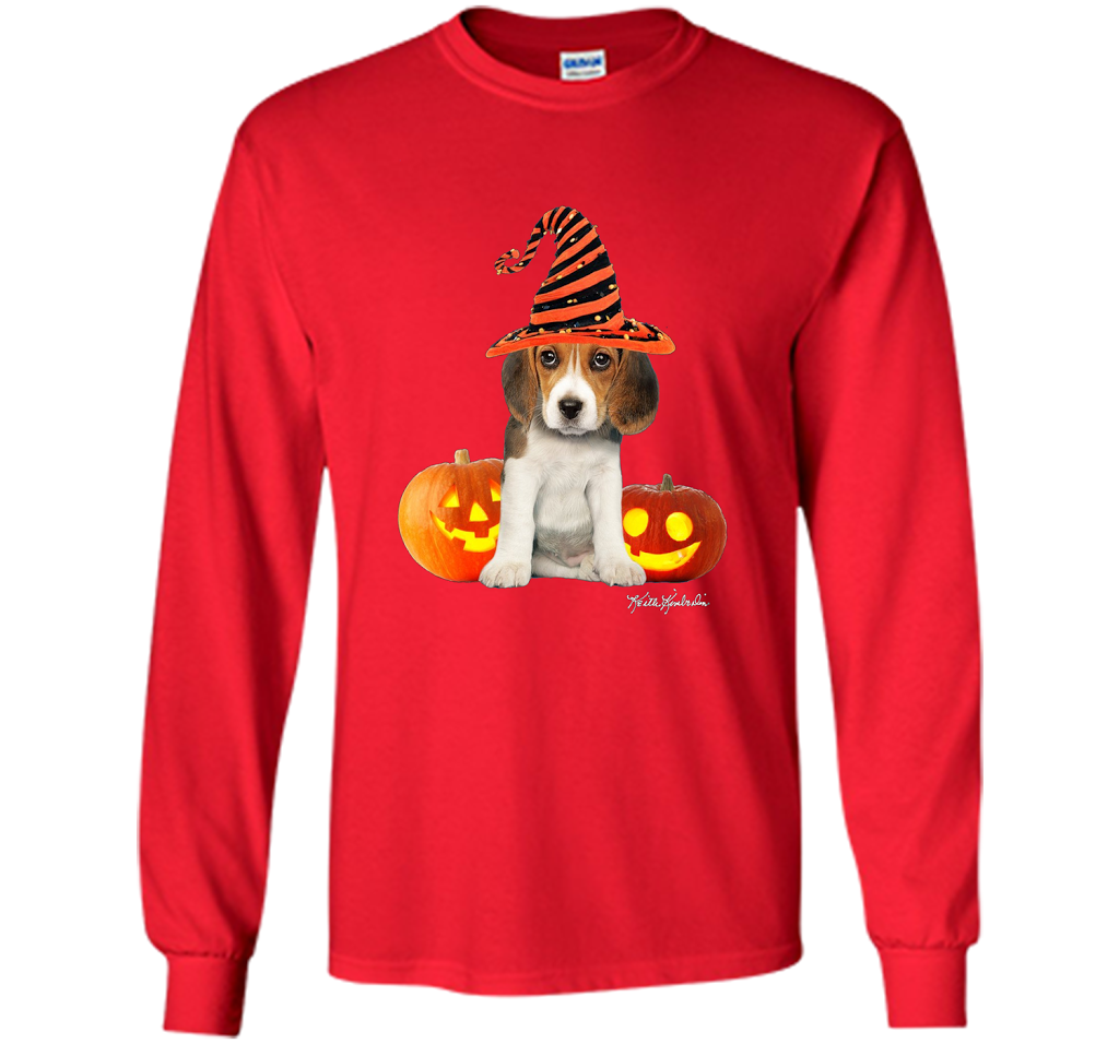 Cute Halloween Beagle Puppy Pumpkins T-shirt Red