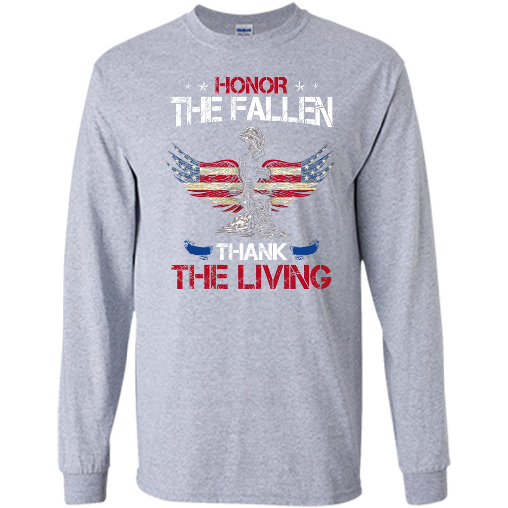 Military T-shirt Honor The Fallen Thank The Living Sport Grey