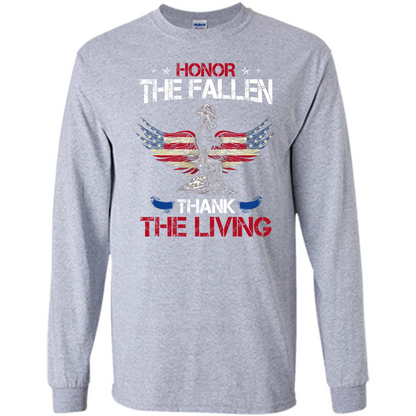 Military T-shirt Honor The Fallen Thank The Living Sport Grey
