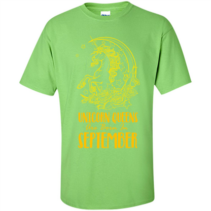 September Unicorn T-shirt Unicorn Queens Are Born In September Lime