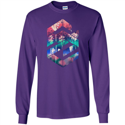 Red Summer Beach Palm Trees T-shirt Purple