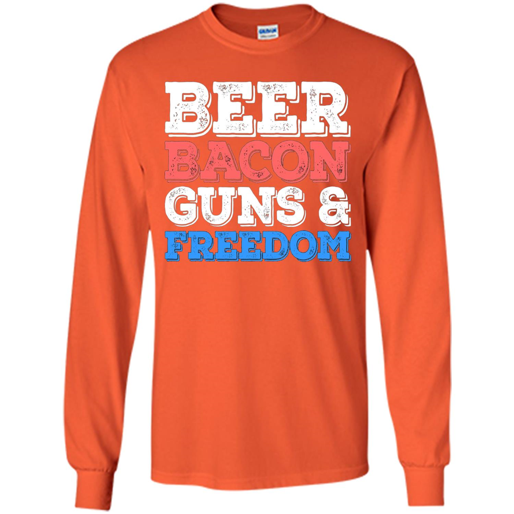 Beer Bacon Guns And Freedom T-Shirt Fourth of July Gift Orange