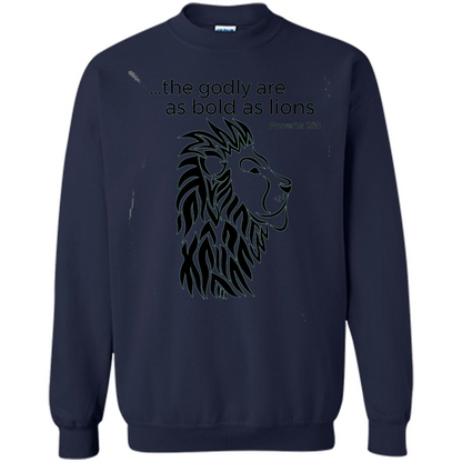 Proverbs 28:1 The Godly Are As Bold As Lions Bible Christian T-shirt Navy
