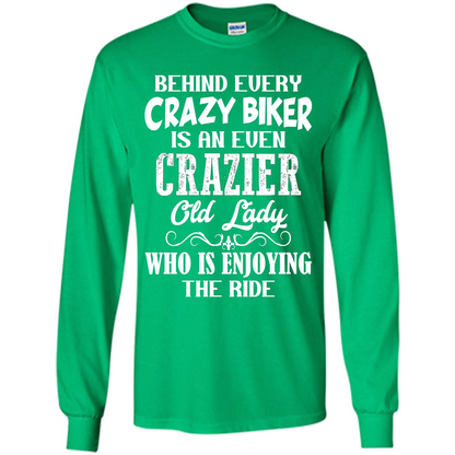 Mothers Day T-shirt Behind Every Crazy Biker Is An Even Crazier Old Lady Irish Green