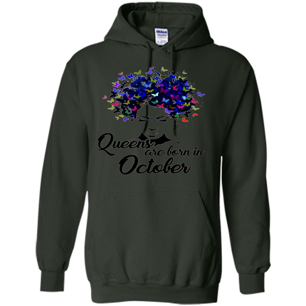 Queens Are Born In October Proud Black Woman Butterfly T-shirt