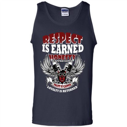 Motor T-shirt Trust Is Gained Loyalty Is Returned Navy