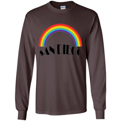 LGBTQ. San Diego LGBT Pride Rainbow T-shirt Dark Chocolate