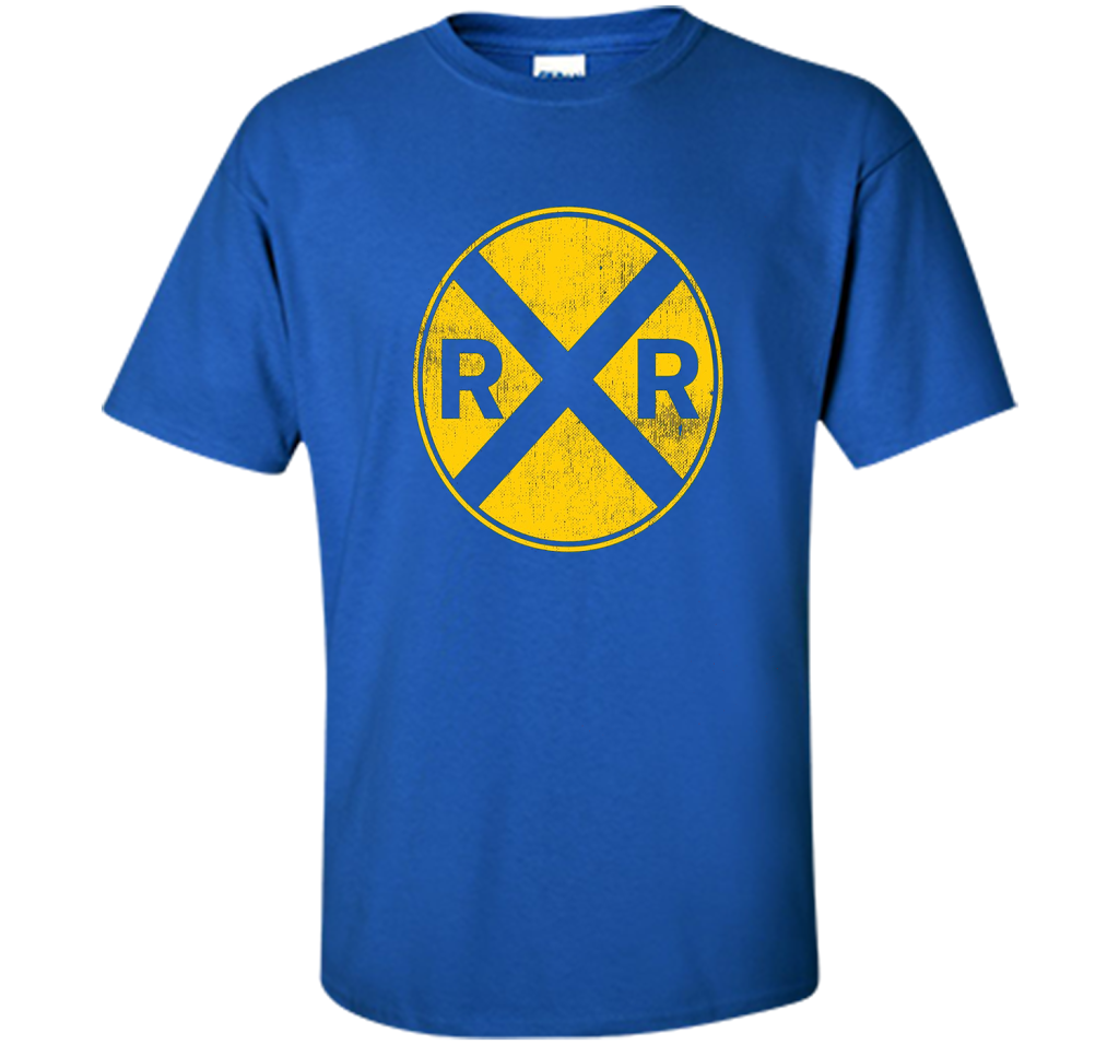 Railroad Train Crossing Warning Shirt Train Worker Engineer shirt Royal