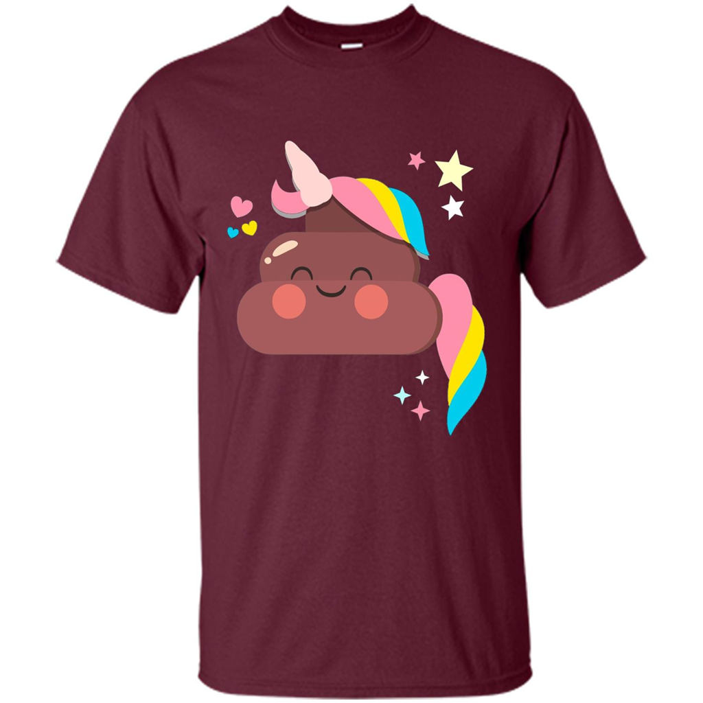 Emoji Happy Unicorn Poop Funny T-shirt Maroon