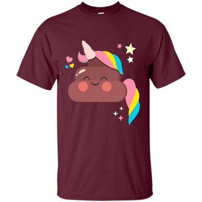 Emoji Happy Unicorn Poop Funny T-shirt Maroon