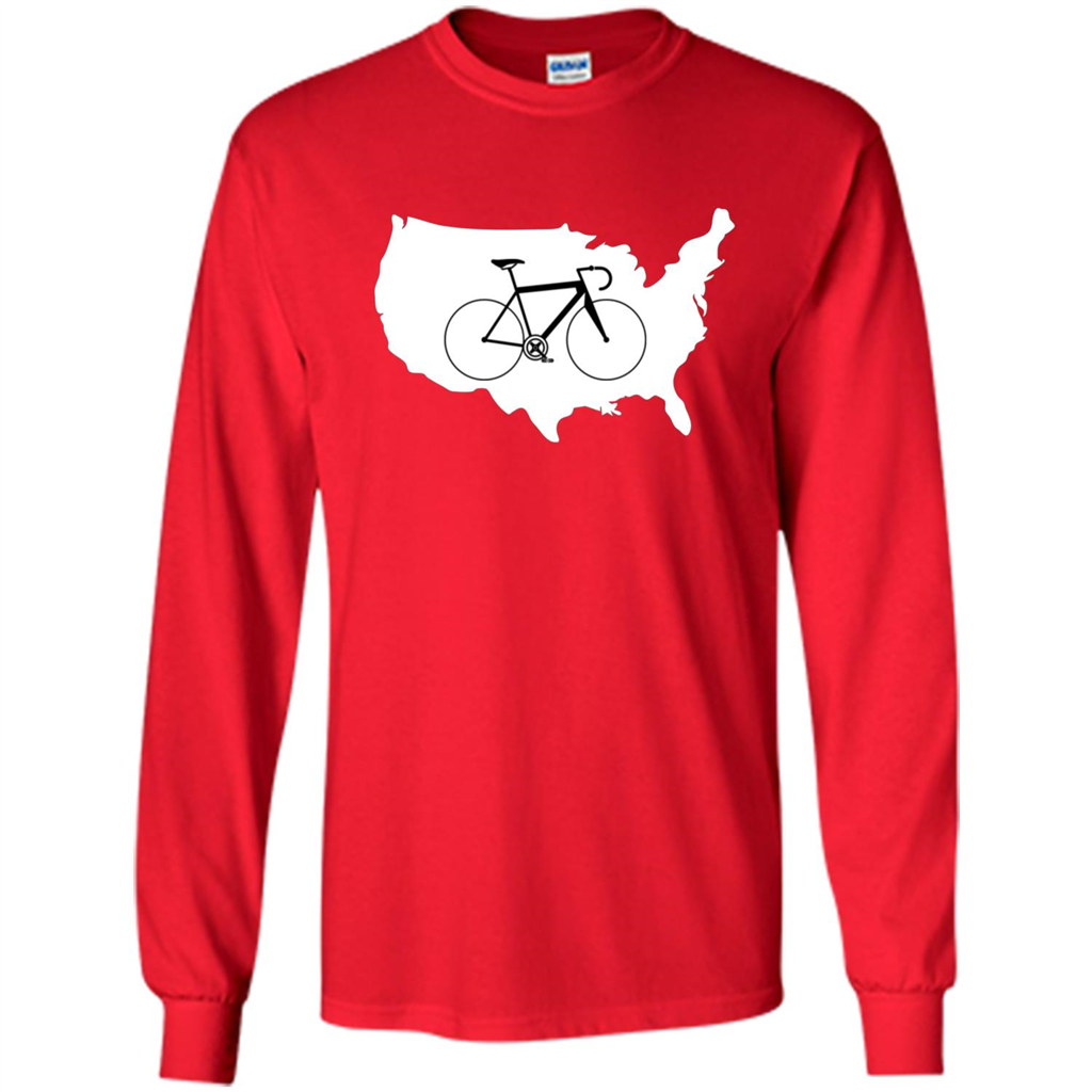 Bicycle America T-shirt USA States Road Bike Red