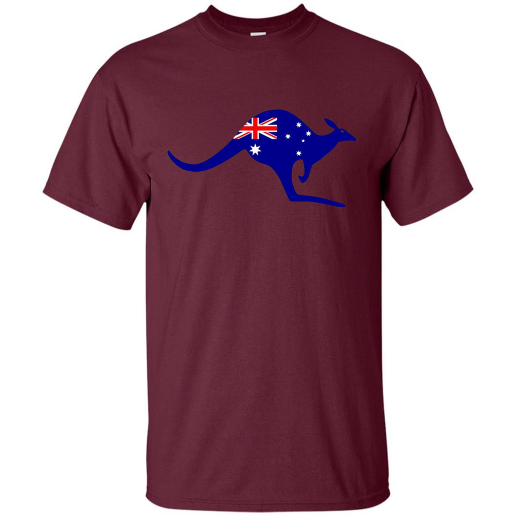 Australian Flag Kangaroo T-shirt Australia Vacation T-shirt Maroon