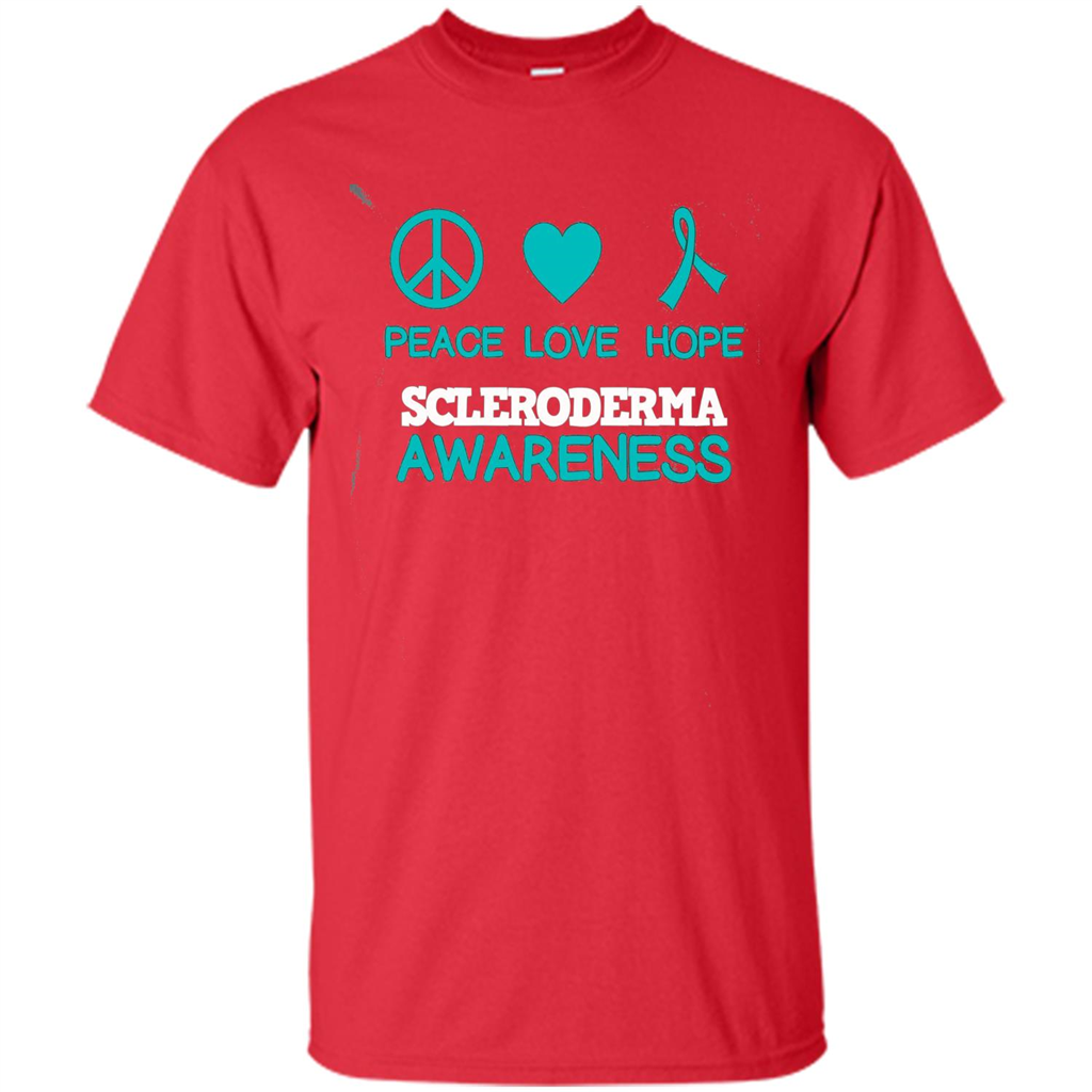 Scleroderma Awareness Ribbon Support T-shirt Peace Love Hope T-shirt Red