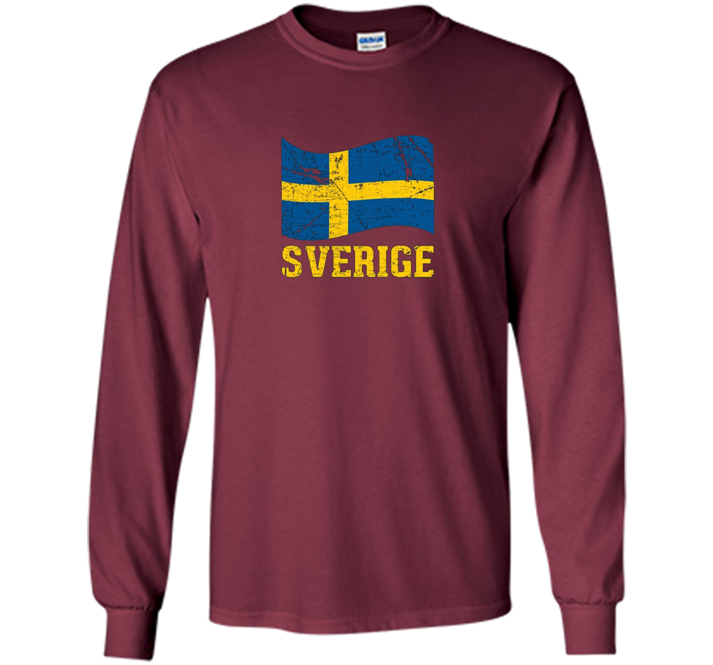 Swedish Flag, Sverige Souvenir Vintage T-Shirt t-shirt Maroon