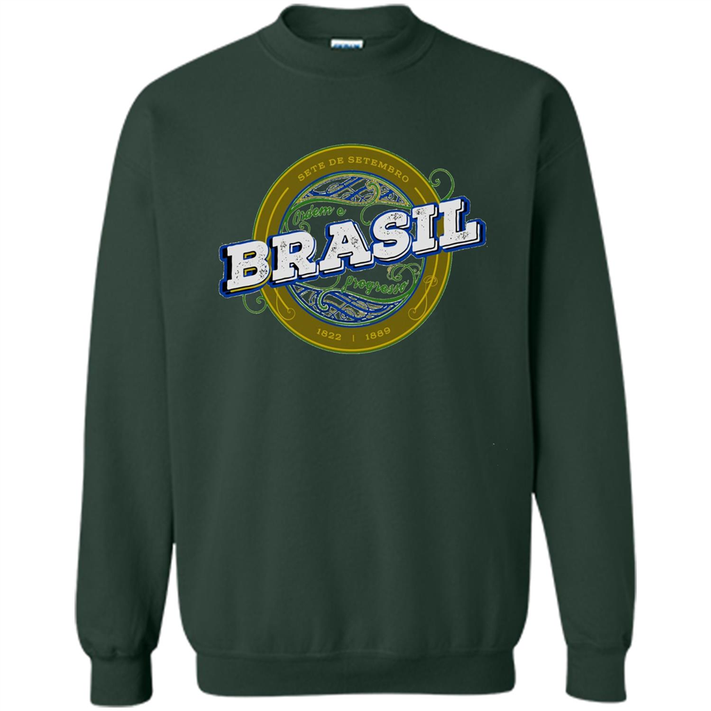 BRAZIL Brasil Independence Day Badge T-shirt Forest Green