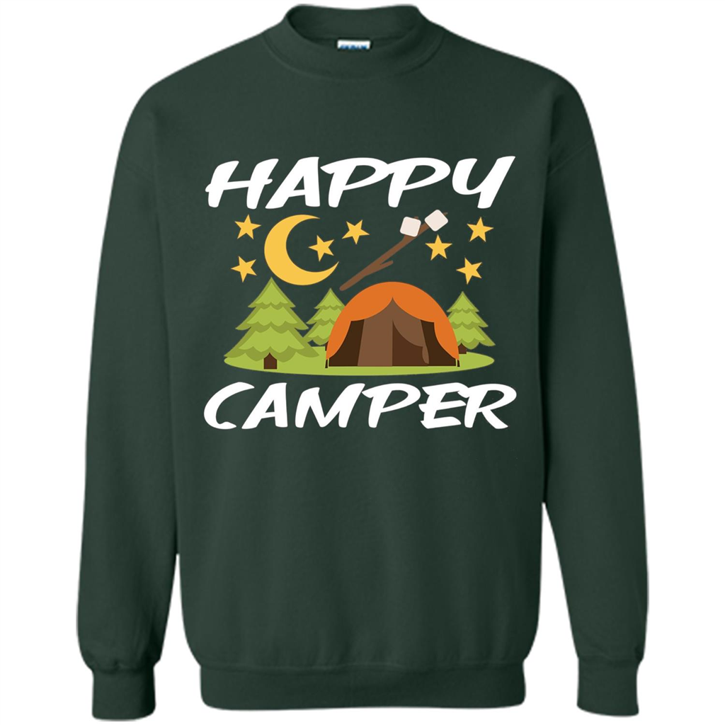 Happy Camper T-shirtt - Outdoor Night Sky Forest Green
