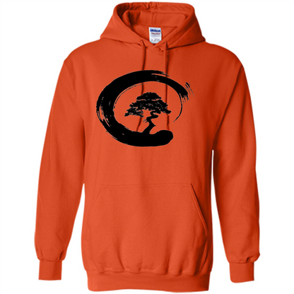 Bonsai Tree in Enso Circle - Buddhist Zen Calligraphy t-hirt Orange