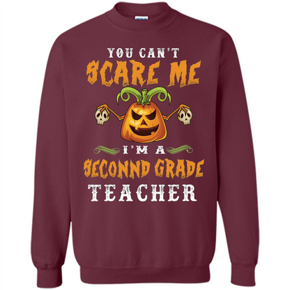 Can't Scare Me I'm A 2nd Grade Teacher Gifts - Halloween T-shirt Maroon