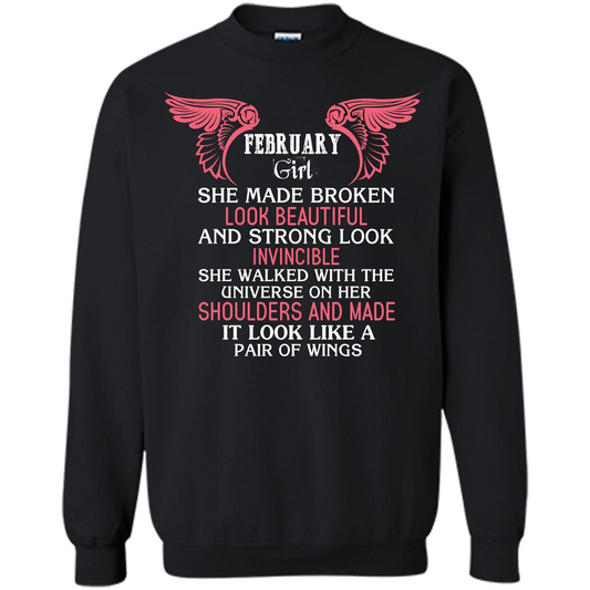 February Girl She Made Broken Look Beautiful T-shirt Black