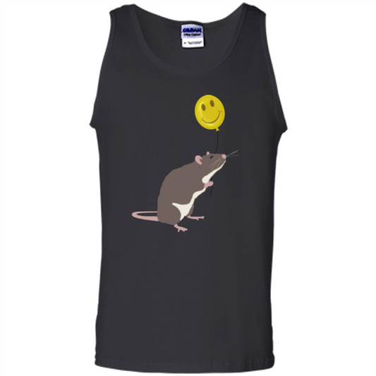 Rat Holding A Smiley Faced Balloon T-shirt Black