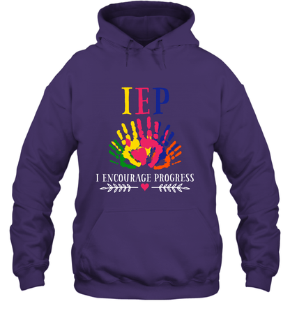 IEP I Encourage Progress Colors Fingerprint Hand Shirt Hoodie Hoodie Purple