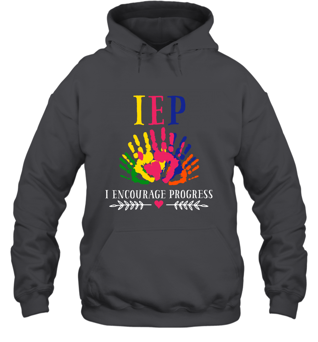 IEP I Encourage Progress Colors Fingerprint Hand Shirt Hoodie Hoodie Dark Heather