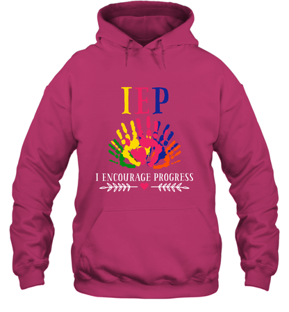 IEP I Encourage Progress Colors Fingerprint Hand Shirt Hoodie Hoodie Heliconia