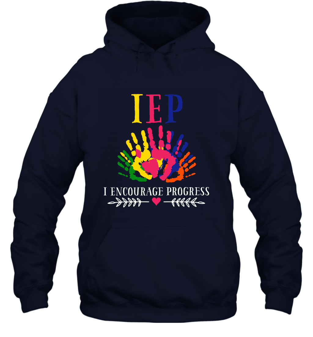 IEP I Encourage Progress Colors Fingerprint Hand Shirt Hoodie Hoodie Navy