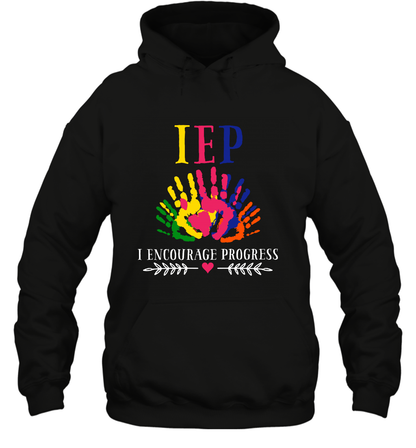 IEP I Encourage Progress Colors Fingerprint Hand Shirt Hoodie Hoodie Black