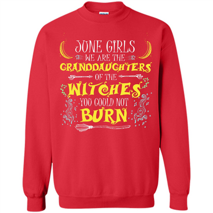 Halloween T-shirt June Girls We Are The Granddaughters Of The Witches You Could Not Burn Red