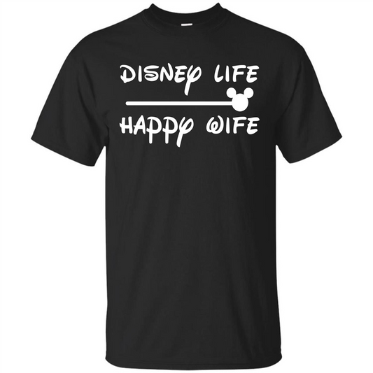 Wife T-shirt Disney Life Happy Wife T-shirt Black