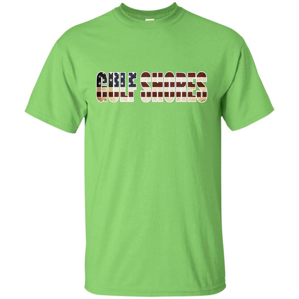 American T-shirt Straight Outta Gulf Shores US Flag Patriotic T-shirt Lime