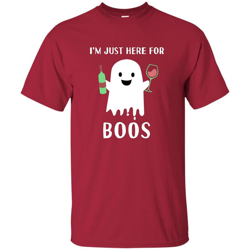 I'm Just Here For Boos T-shirt Funny Halloween Wine for Adults Cardinal