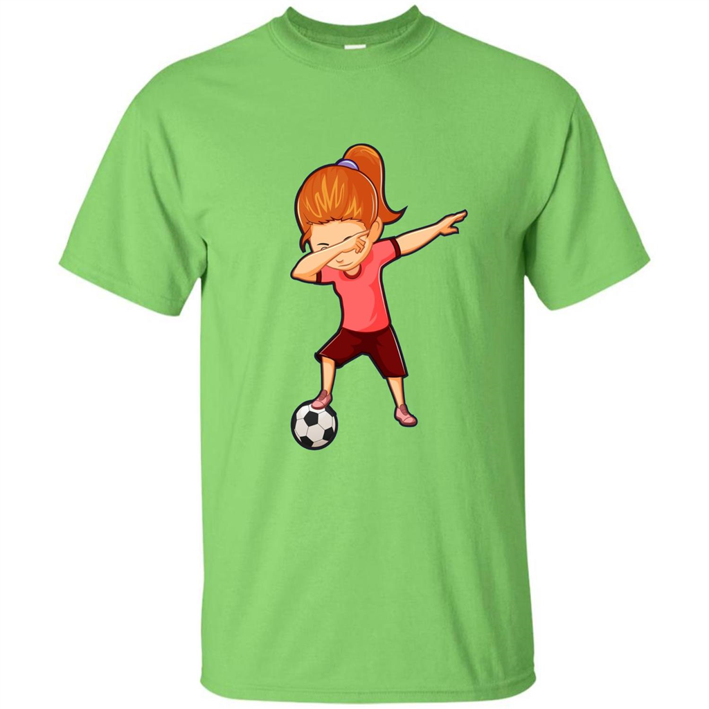 Soccer T-shirt For Girls Funny Dabbing Dab Dance Soccer Ball Lime