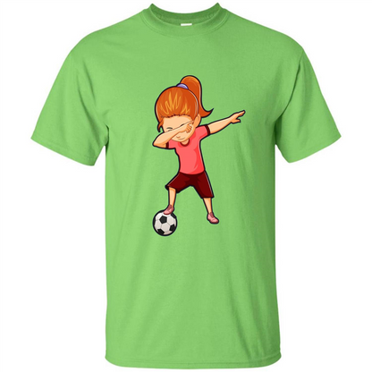 Soccer T-shirt For Girls Funny Dabbing Dab Dance Soccer Ball Lime