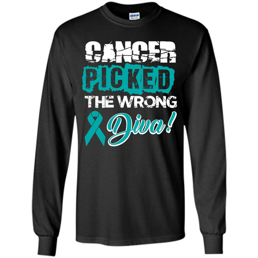 Cancer Awareness T-shirt Cancer Picked The Wrong Diva T-shirt Black