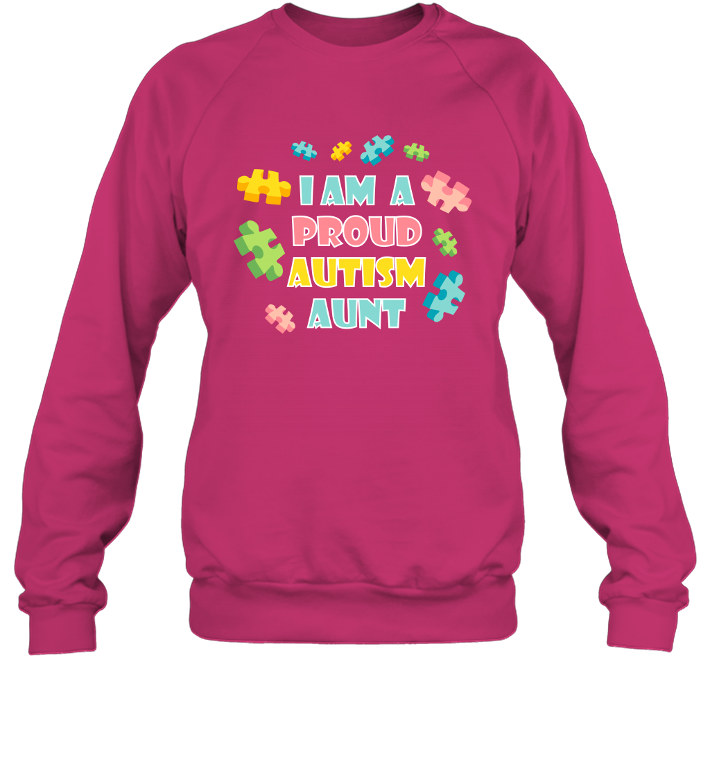 I Am A Proud Autism Aunt Family Shirt Sweatshirt Sweatshirt Heliconia