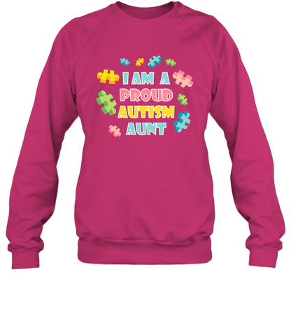 I Am A Proud Autism Aunt Family Shirt Sweatshirt Sweatshirt Heliconia