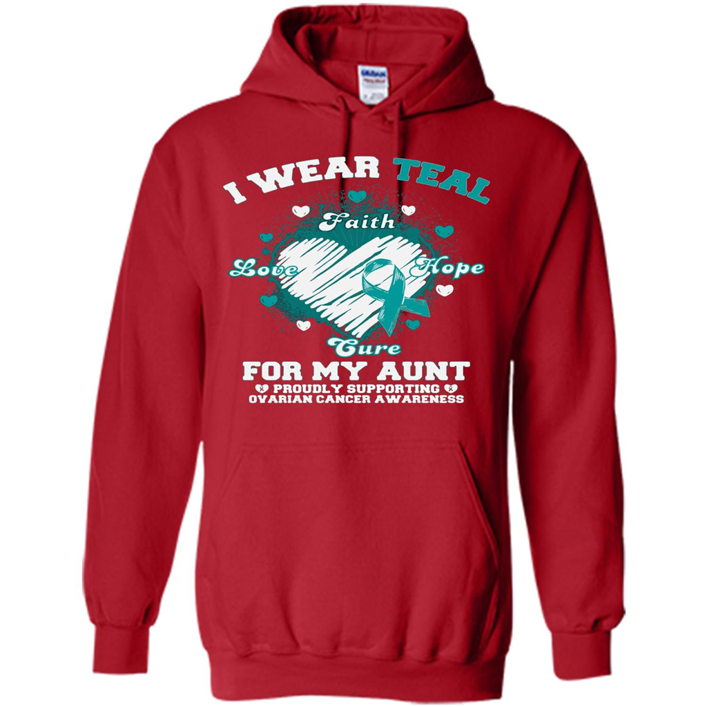 I Wear Teal For My Aunt - Ovarian Cancer Awareness T-Shirt Red