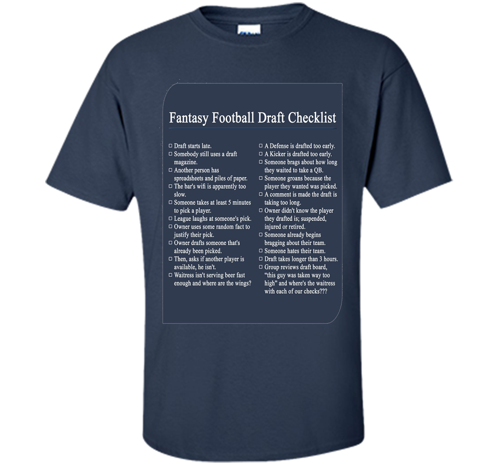 Fantasy Football Draft Checklist T-shirt