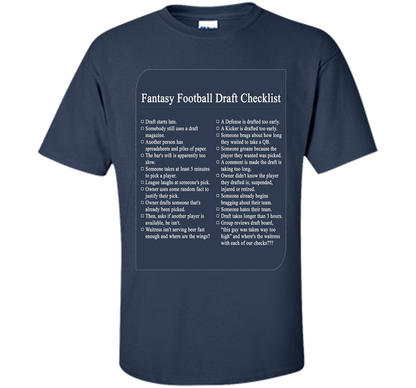 Fantasy Football Draft Checklist T-shirt