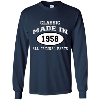 Birthday Gift T-shirt Classic Made In 1958 All Original Parts T-shirt Navy