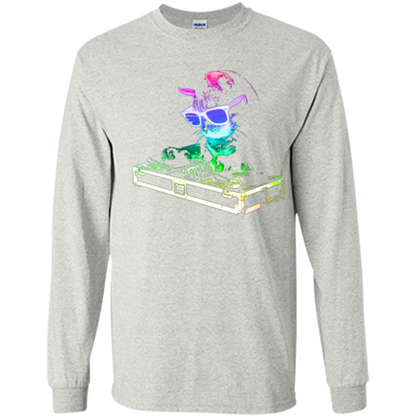 Cat Lover T-shirt House Cat Rainbow DJ Kitty Ash