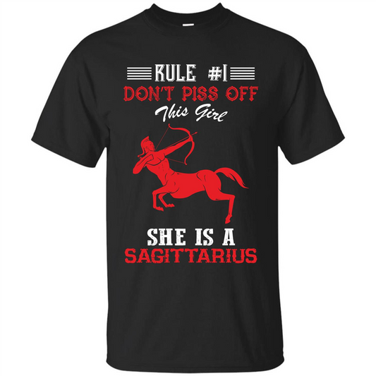 Sagittarius T-shirt Rule Dont Piss Off This Girl T-shirt Black