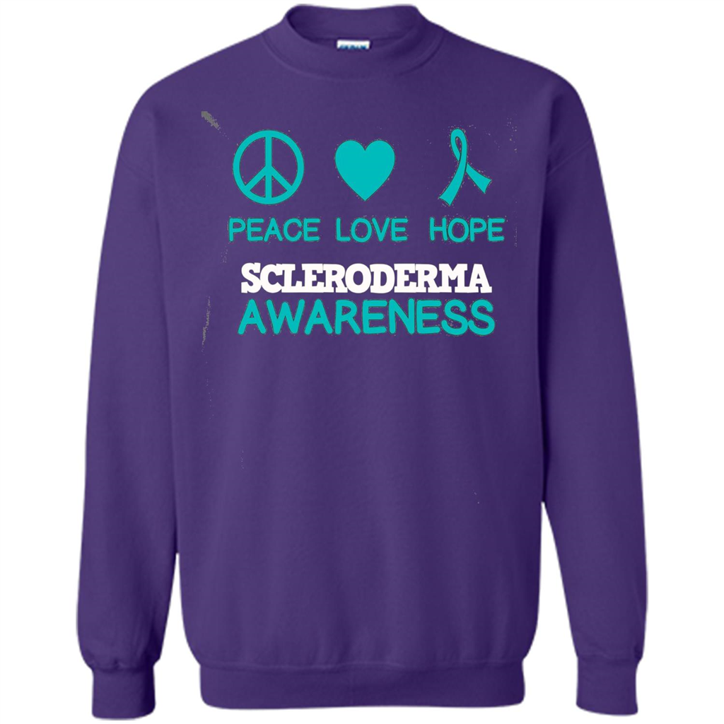 Scleroderma Awareness Ribbon Support T-shirt Peace Love Hope T-shirt Purple