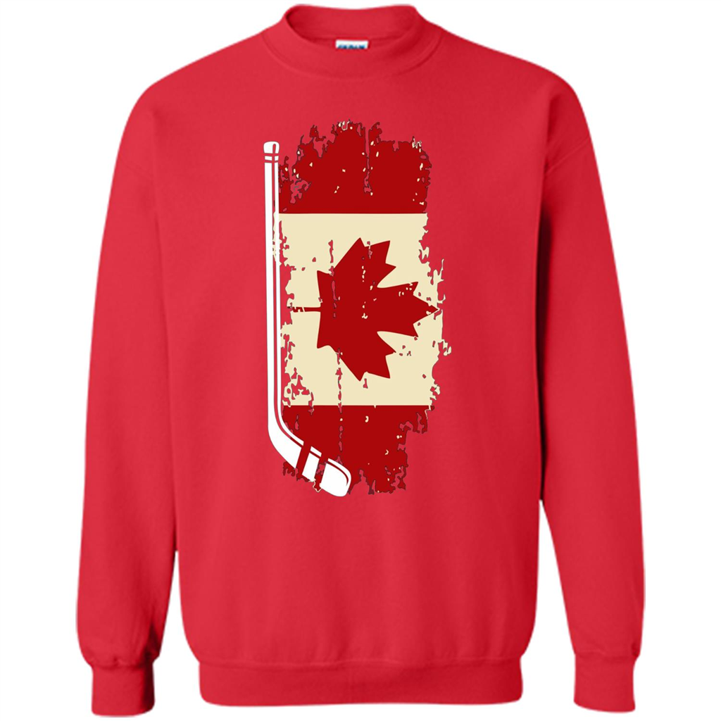 Canada Hockey Funny T-Shirt Canada Hockey Flag T-shirt Red
